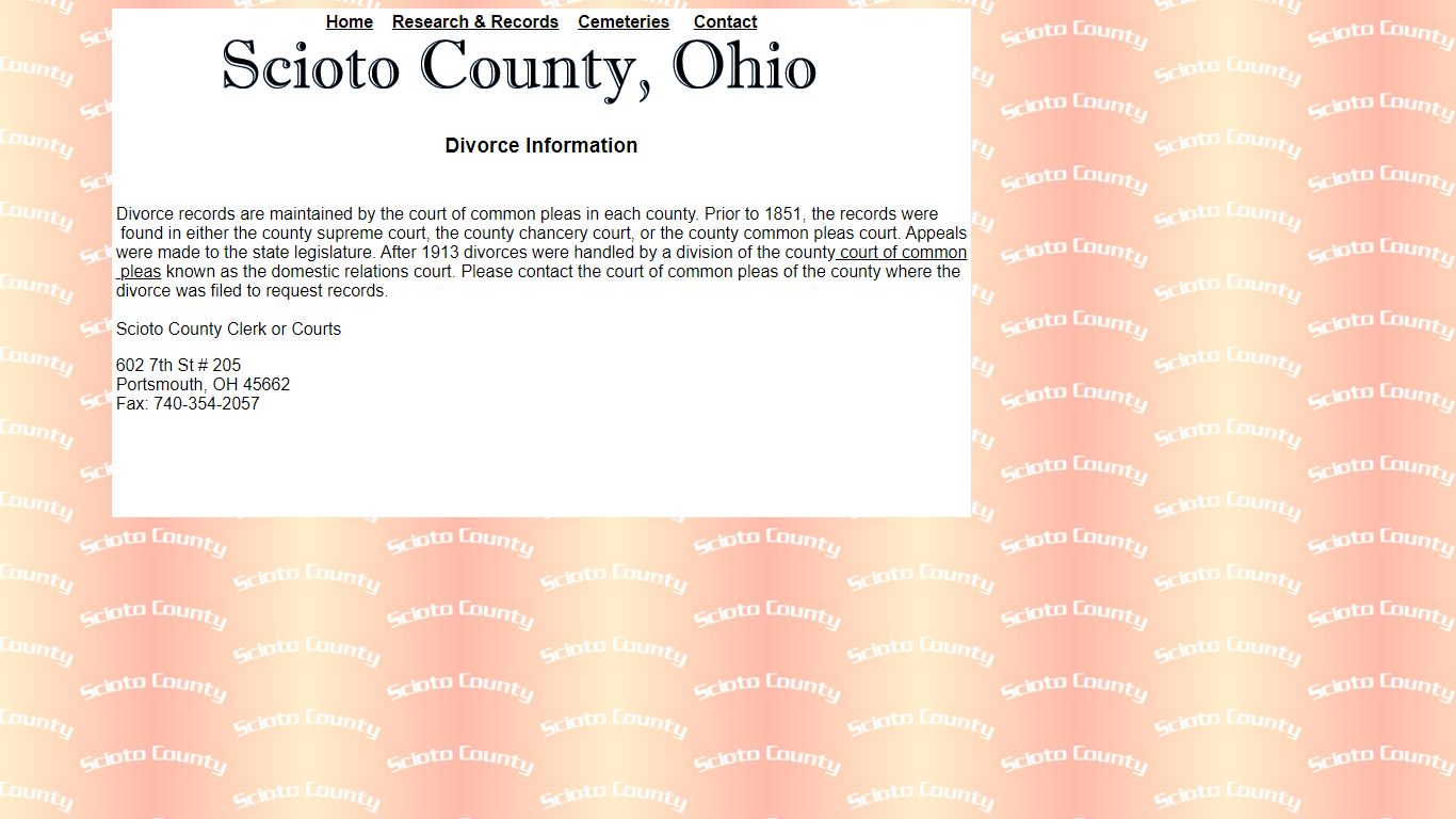 Divorce Records in Scioto County